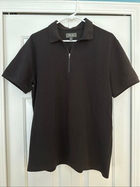 FLX Men's Black Short-Sleeve Half-Zip Polo
